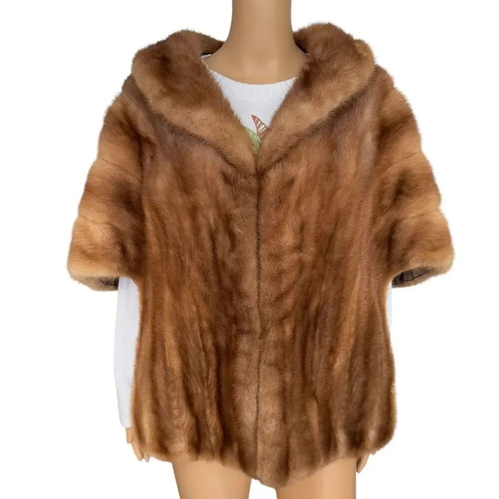Vintage Brown Mink fur Stole/wrap one size